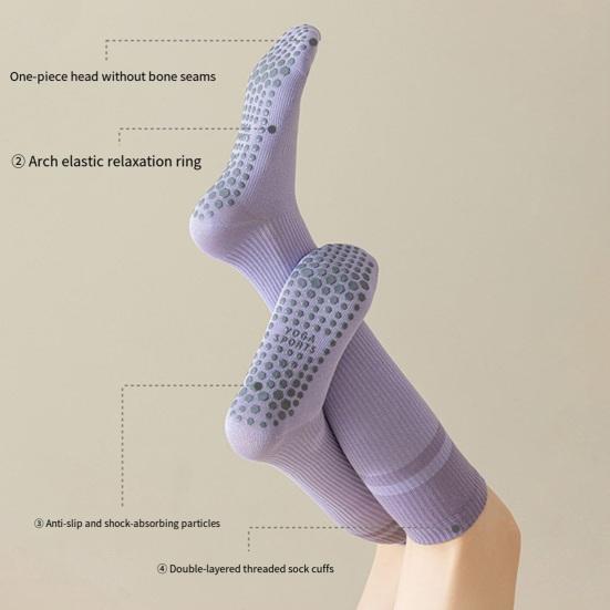 Women Yoga Socks Sports Compression Socks Soft Cotton Knee High Socks with Anti-Slip Grips for Dance Pilates Workout