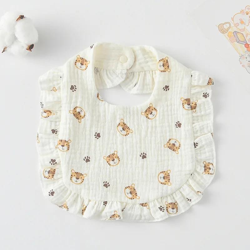 Cotton Gauze Baby Feeding Bibs Summer Soft Petal Baby Printed Drooling Towel Newborn Toddler Baby Burp Cloth Children's Bib
