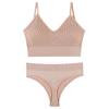 Women's French Wirefree Push-Up Bra Set - Thin, Sexy Triangle Cup Sports Underwear with Beautiful Back Design, Two-Piece.