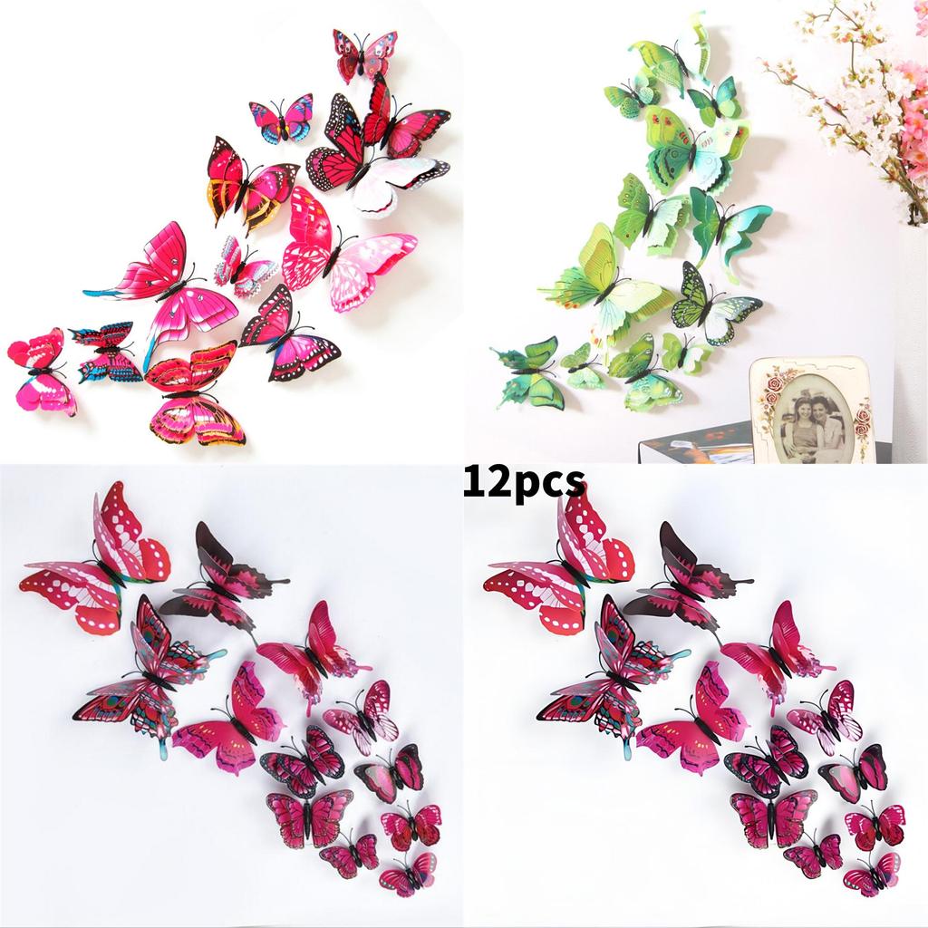 Décoration murale papillon 3D élégante avec autocollants PVC en plusieurs pièces pour l'intérieur de la maison