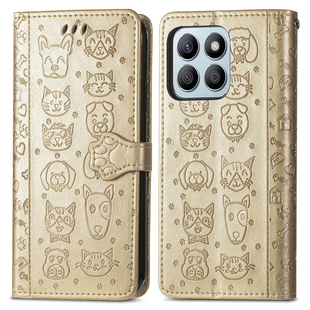 Leather Case For Honor X7c 4G/200 Smart 5G/Play 60 Plus 5G Wallet Flip Phone Cover Cute Cat Dog Pattern
