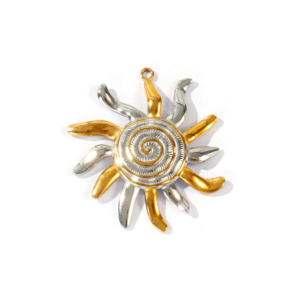 2 PCs 304 Stainless Steel Ocean Charms Starfish Turtle Sun  Flower18K Gold Plated & Silver Tone Two Tone Pendants DIY Necklace