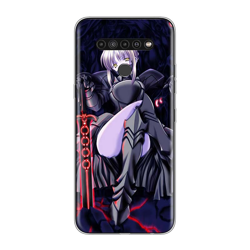 Karikatūra Fate Stay Night Saber priekš LG V60 V50S V50 G8X G8S G8 G7 ThinQ 5G K61 K51S K41S K30 K20 Q60 Q9 mīkstais tālruņa korpuss