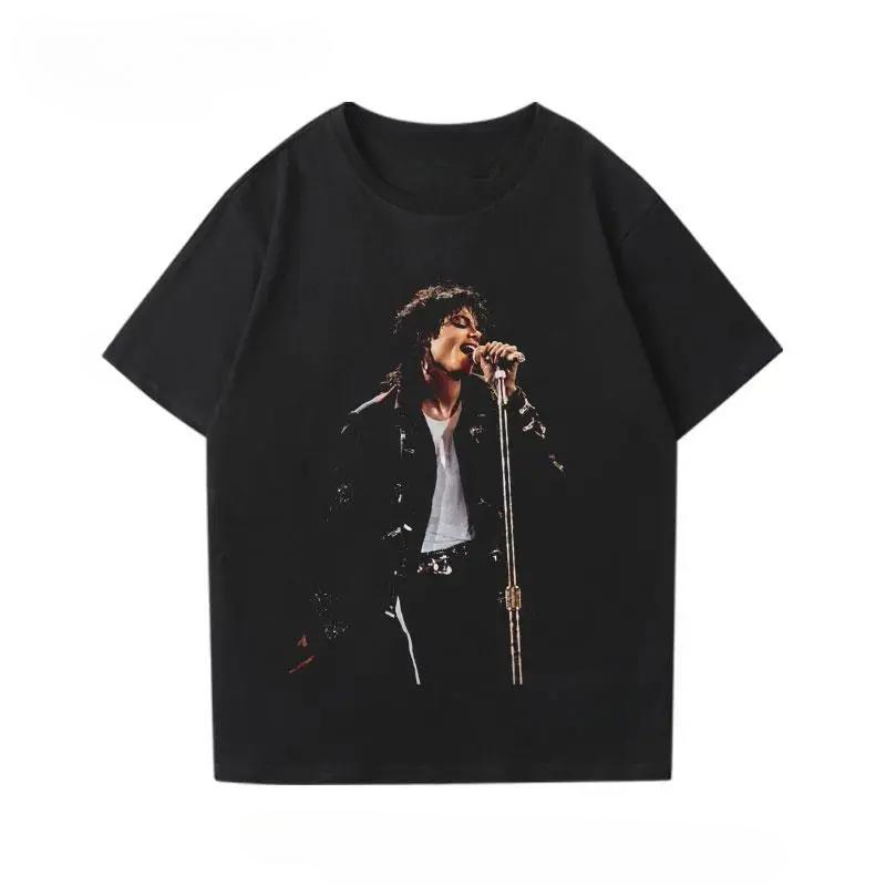 2026 Summer Michael Jackson Retro Rock Trendy Heavy Metal Luxury ShortSleeved Unisexs Womens Casual TShirt