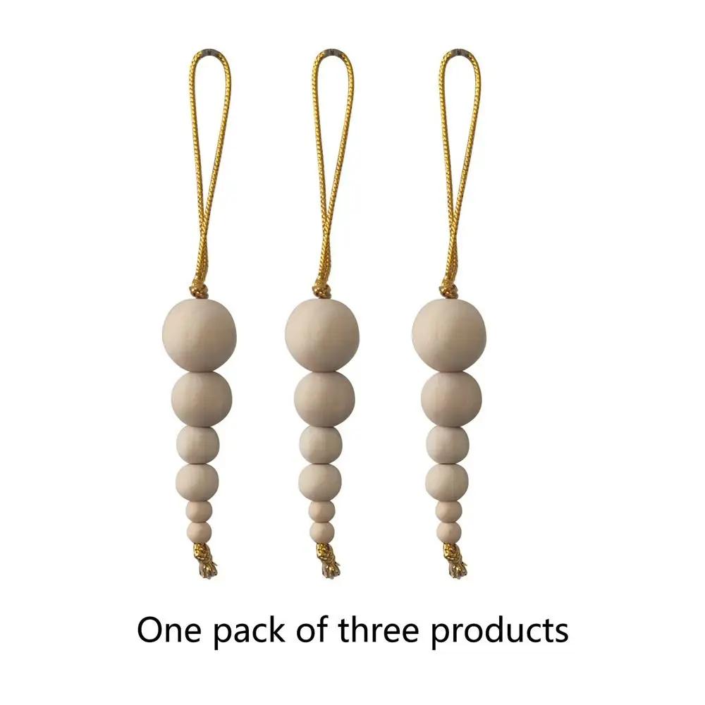 3pcs Christmas Tree Ornament Wooden Bead String Pendant Christmas Wooden Bead Pendant Christmas Tree Hanging Pendant Decoration