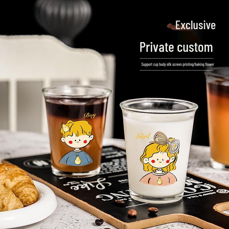 Transparent Rolled Edge Glass Cup – Stylish for Coffee, Cold Beverages, or Milk Tea