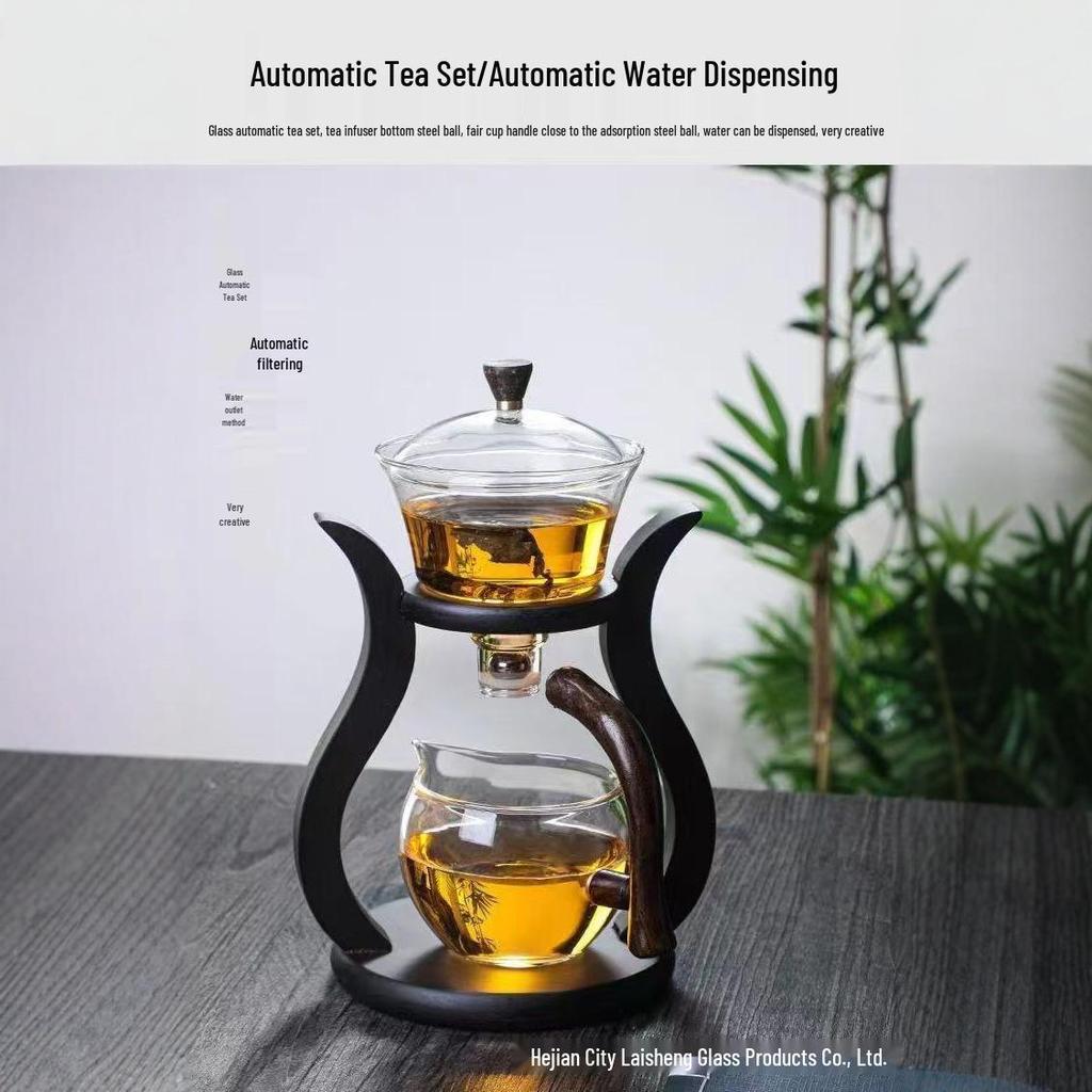 Lazy Kung Fu Tea Set: High Borosilicate Glass Automatic Tea and Water Separator with Magnetic Suction