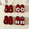 Baby Socks Christmas New Year Newborn Infant Flower Bow Ankle Socks Anti Slip Rubber Soles Baby Girl Indoor Floor Socks