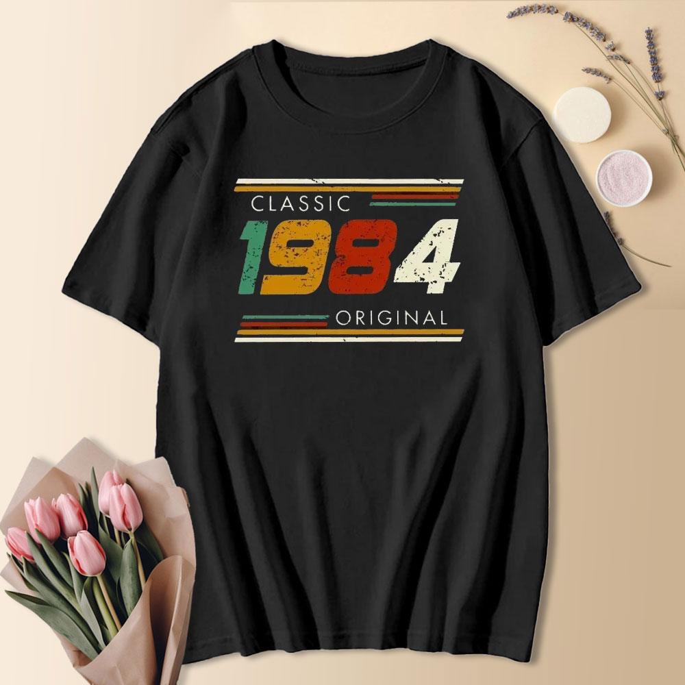 1984 40:e 40 År Gammal Begränsad Utgåva Vintage Bomulls T-shirt Män Kvinnor Födelsedag Jubileum T-shirts Gåva Kortärmad T-shirt Toppar