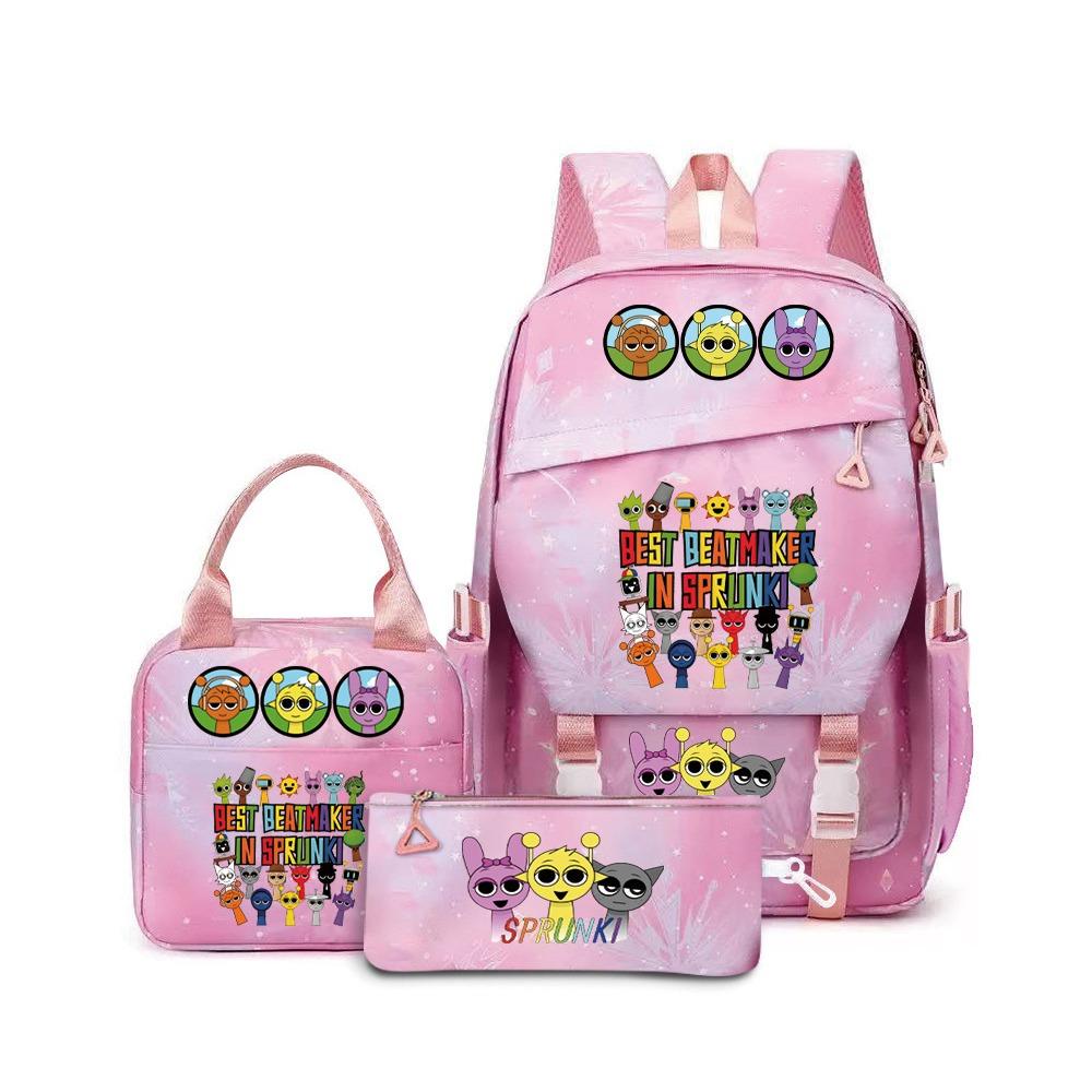 New rhythm box music game schoolbag backpack pencil bag three-piece set student heat transfer backpack