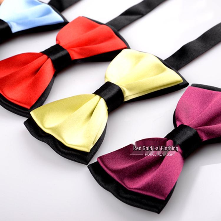 Men's Korean Style Color Block Bow Tie - Custom Business Casual & Formal Fashion Accessory