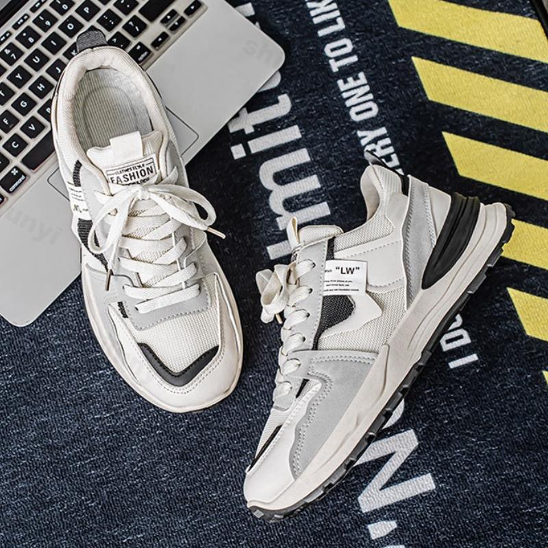 Fashion Autumn New Men Breathable Running Shoes Outdoor Non Slip Lace Up Platform Sneakers Comfortable Height Increase Vulcanized Shoes