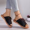 Large Size Women's Slippers, Summer Lace-up Fish Mouth Slippers, Flat Casual Sandals For Outer Wear