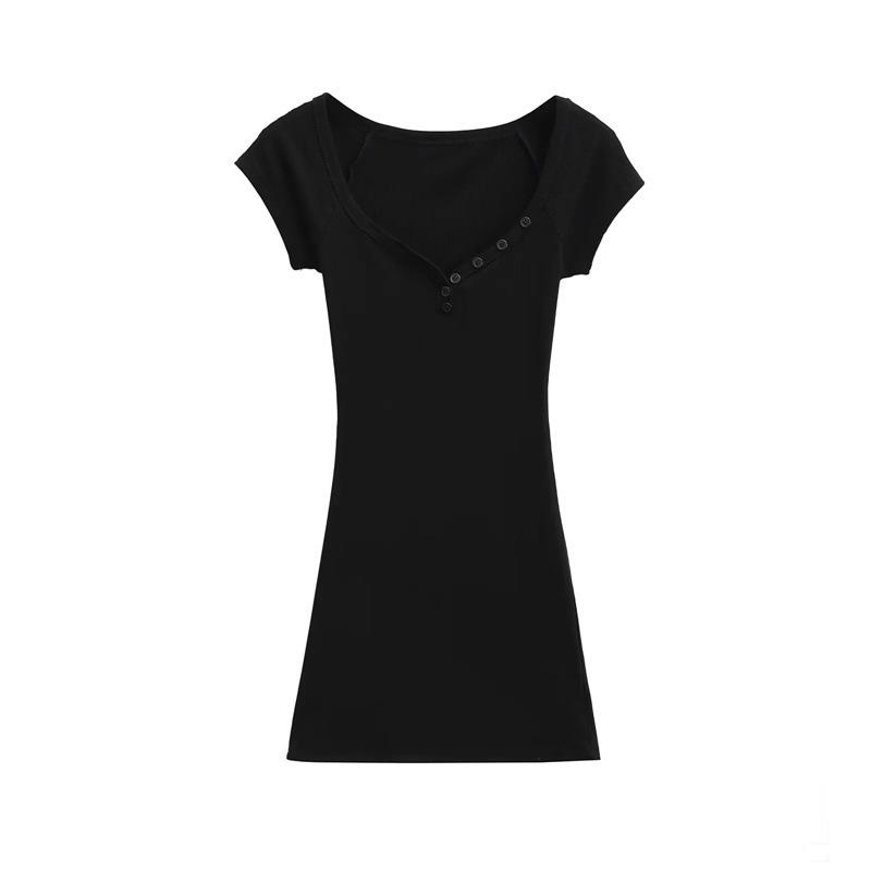 

Peach Heart Neckline Slim Purple Bodycon Dress - Retro Style Short Skirt for Women Medium чёрный