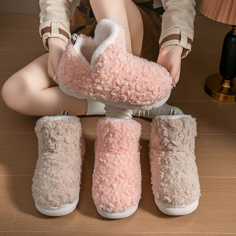 Gaobang bag heel cotton slippers home autumn and winter cotton shoes warm plush indoor home household plush cotton shoes