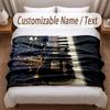 Music General Theme Soft Blanket Personalized Custom Name Text Print Warm Blanket Home Sofa Bedroom Decor