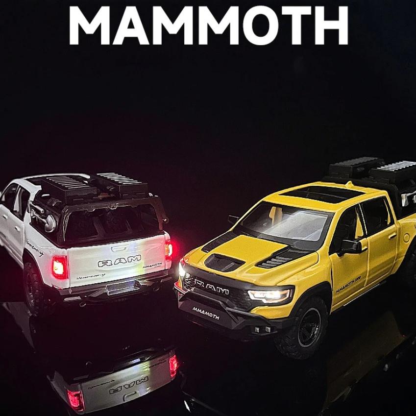 1/32 Scale Dodge RAM 1000 TRX Mammoth Picku Alloy Car Model Sound and Light Pull Back Children's Toy Collectibles Birthday Gift