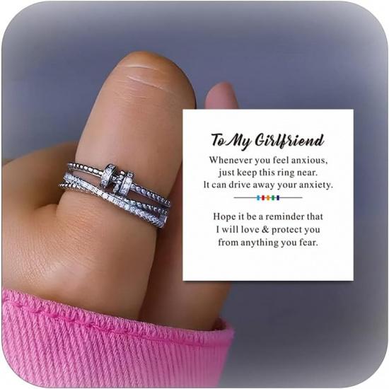 choice of all To My Daughter/Wife/Sister/Mom Fidget Ring Daughter Gifts from Mom Mother Daughter Ring Anxiety Breathe Spinner Ring for Women