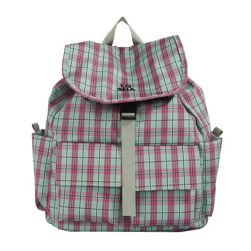 Schoolbagins Hong Kong style retro classic contrasting color plaid backpack casual large capacity backpack student schoolbag casual versatile