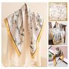 Elegant Floral Print Square Scarf Women 90x90cm Lightweight Silk-Like Accessory