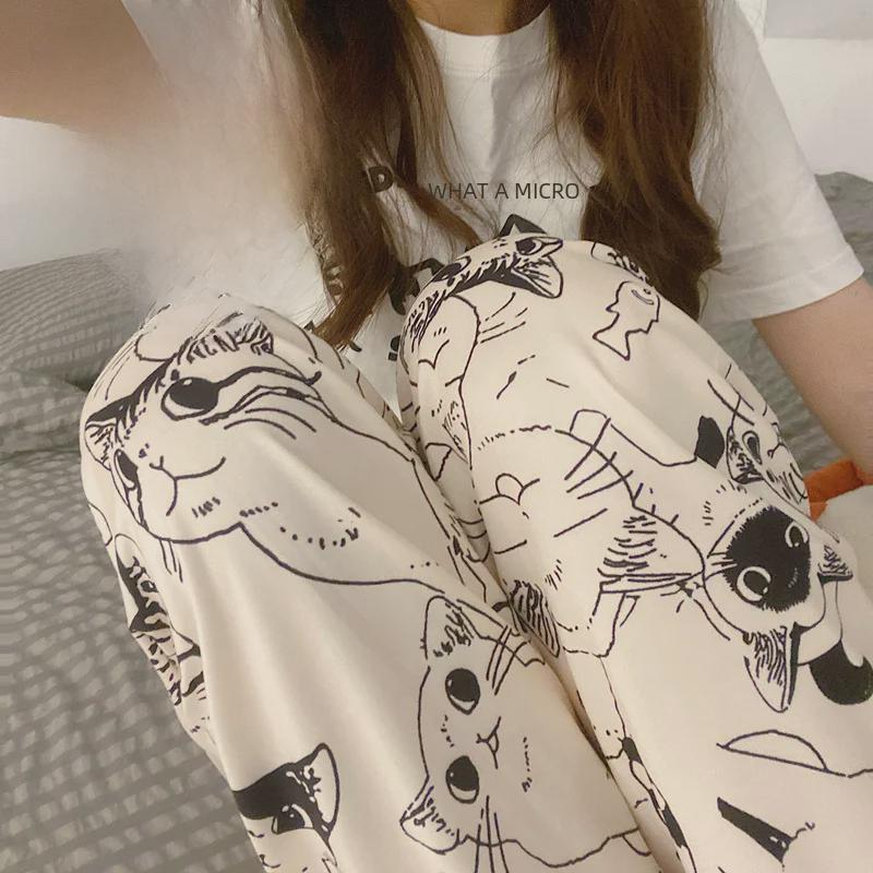 Women's Thin Fleece Pajamas & Plaid Pants - Warm, Straight-Leg, Casual & Outdoor Wear for Autumn/Winter