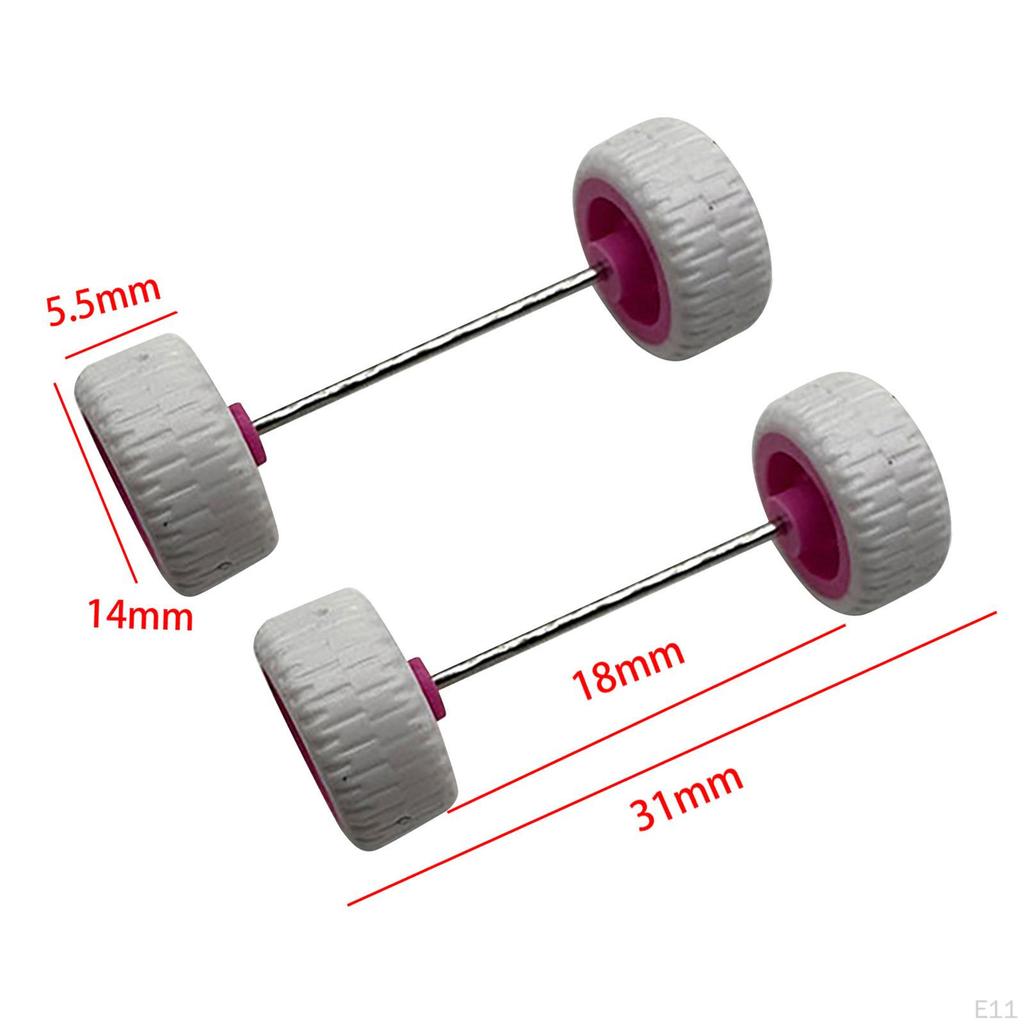4 Pack 1/64 Scale Wheels with Axles for Diecast Car Models And RC Trucks