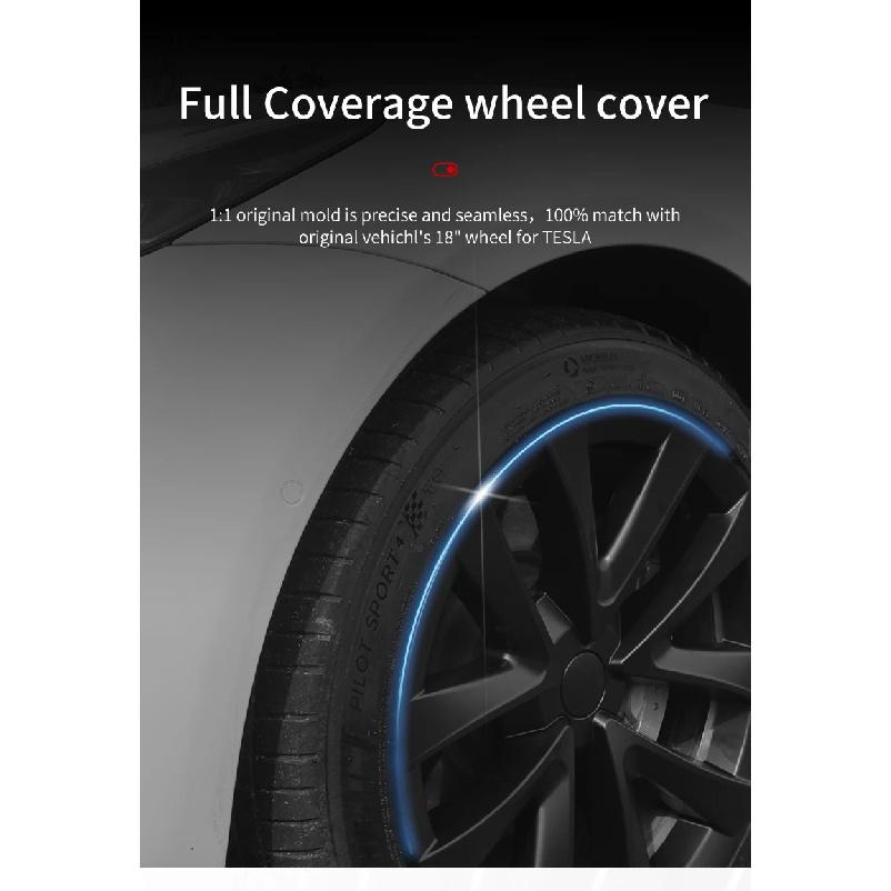 4PCS Hubcaps Design for Tesla Model 3 Full Rim Cover 2023 18 Inch Arachnid Wheel Cover Performance Replacement Car Accessories