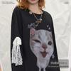 UNIFREE Cute Animal Print Lace Trim T-Shirt