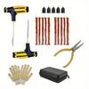Kit Universale di Riparazione Emergenza Pneumatici con Strisce di Gomma, Cemento, 5 Viti Autofilettanti Portatile per Riparare Gomme Forate per Auto, Camion, Camper