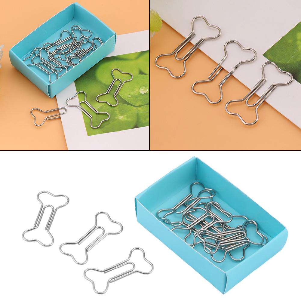 12 Pcs Creative Bone Shape Paper Clips Funny Bookmark Marking Document Organizing Clip