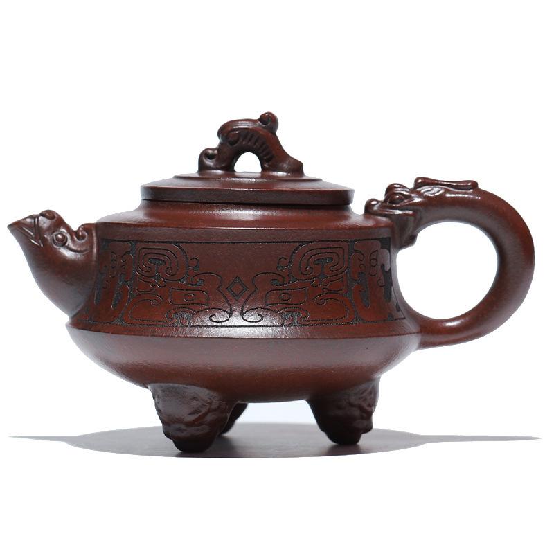 

Чайник из фиолетовой глины Исин объемом 270 мл, аутентичный чайник ручной работы с песком из крови дракона, красивый чайник для заваривания чая, китайский чайный набор «Цзыша» из сырой руды