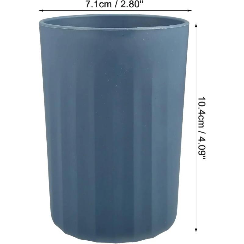 1Pc Bathroom Tumbler with Smooth Lines Wheat Straw Cup for Bathroom for Toothpaste Deep Blue 4.09''x2.80''