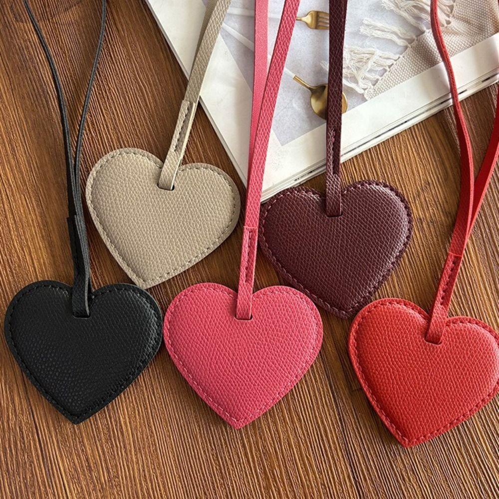 Heart Shaped Pu Love Keychain Hanger Bag Charm Cute Pu Leather Heart Pendant Women