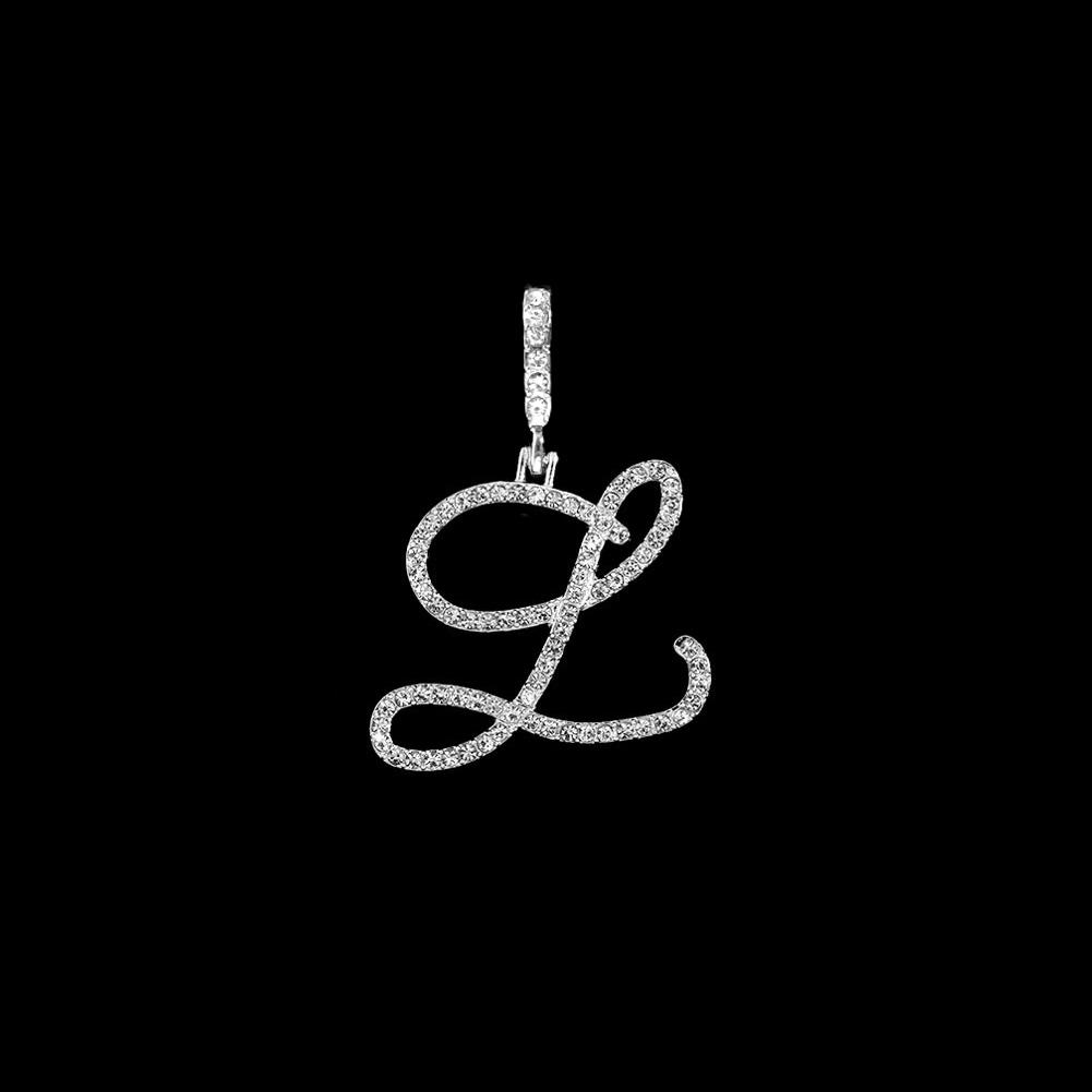 Collana Pendente Lettera Iniziale Z in Corsivo con Zirconi alla Moda per Donna Collana con Cordino Alfabeto in Cristallo Lucido Gioielli Hip Hop