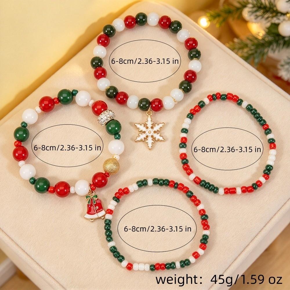 4Pcs/Set Colorful Christmas Bracelet Set Adjustable Stackable Hand Chain New Charm Bangle Set Gifts
