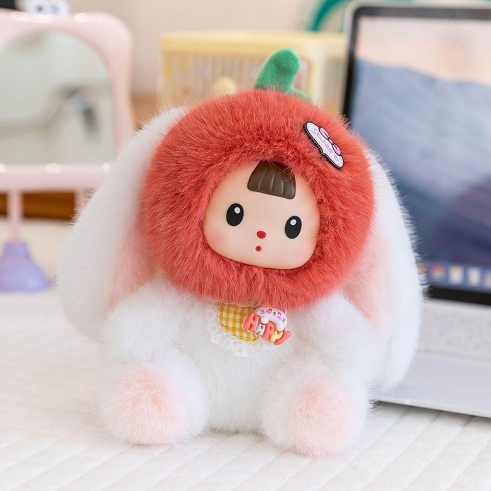 Cartoon Little Raccoon Plush Doll Cute Animal Strawberry Cat Doll  Kids Birthday Christmas