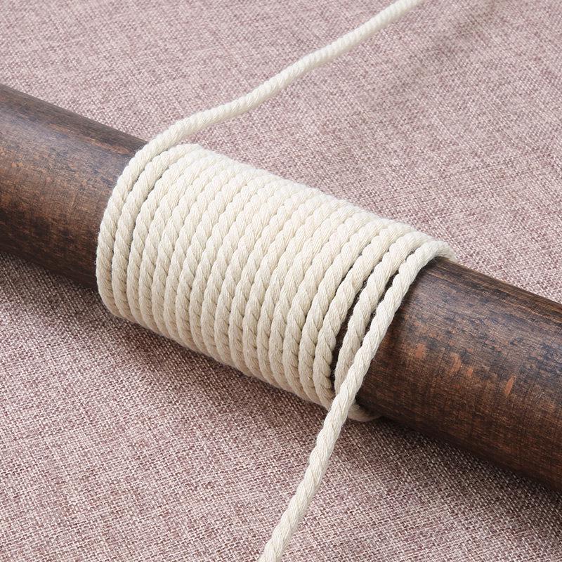 Sturdy Handmade Three-Strand Cotton-Hemp Rope for DIY Projects - Thick White Binding or Air Conditioner Water Pipe