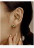 18K Gold-Plated S925 Sterling Silver Ear Cuffs with Green Square Zirconia - Luxury Retro Earrings for Women