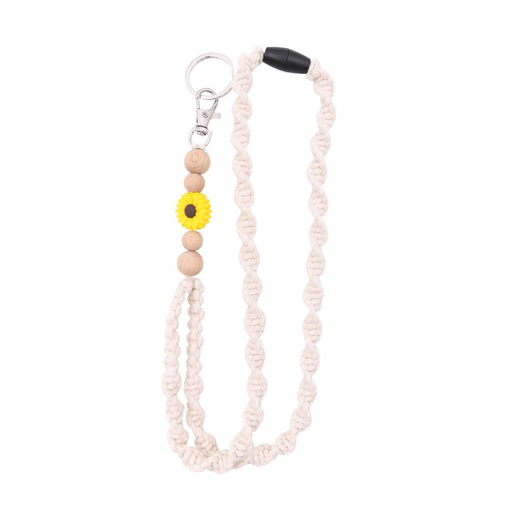 Hand-woven Daisy Crossbody Phone Lanyard - Artistic, Fun, and Fresh Neck Keychain for Anti-Lost Protection 50*3 cm жёлтый
