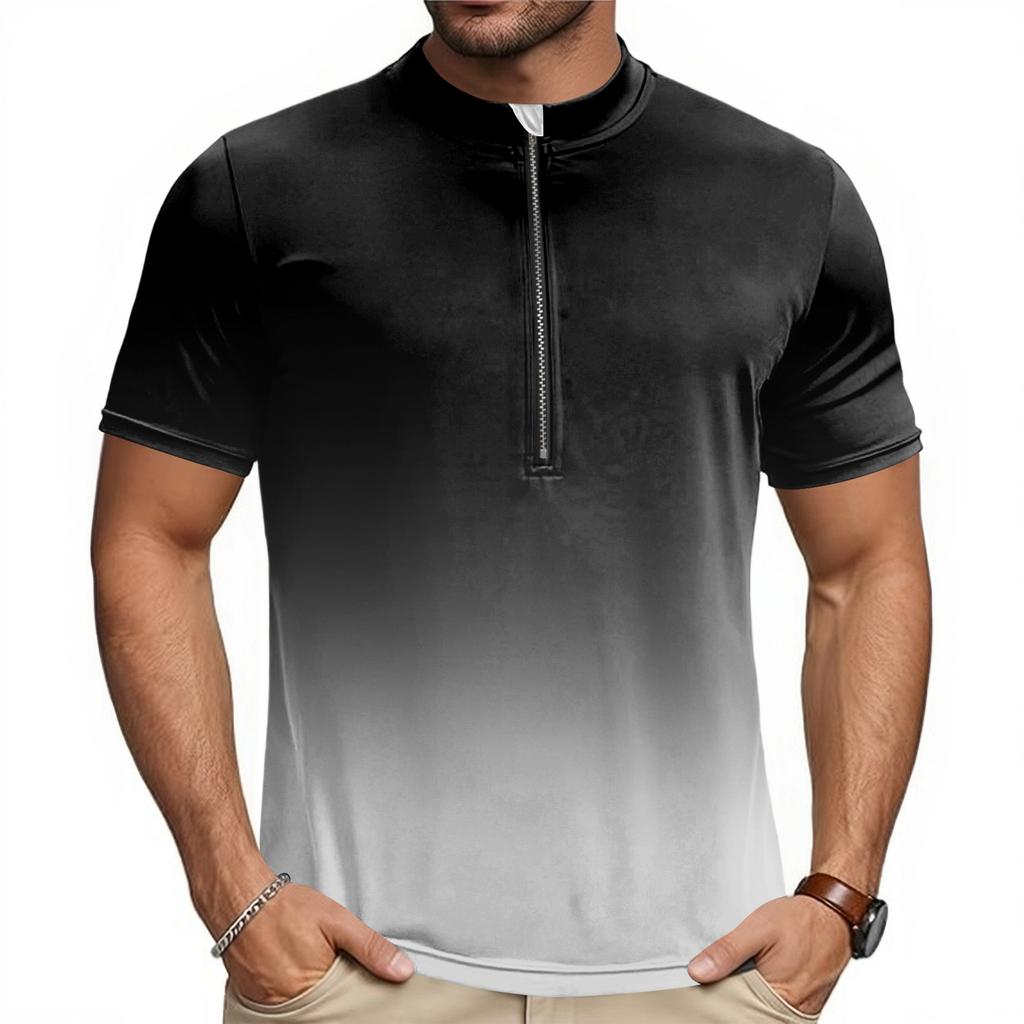 Herren Kurzarm Fahrradtrikot Atmungsaktiv Schnelltrocknendes Material Halber Reißverschluss Leichte Sportbekleidung für Outdoor-Sportarten
