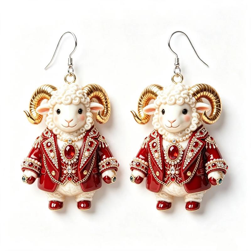 Cartoon Sheep Earrings 1 Pair 2D Flat Acrylic Animal Jewelry Hypoallergenic for Animal Lovers Party Wear Perfect Gift