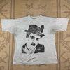 Vintage Charlie Chaplin Jednoduchý steh Šedé Vyrobeno ve Velké Británii Tričko Velikost Střední