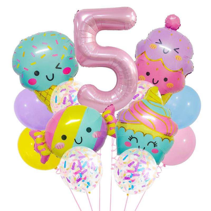 New Candy Ice Cream Balloon Set Baby Birthday Party Photo Props 32-Inch Pink Digital Scene Arrangement