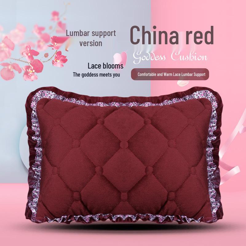 Uniwersalna antypoślizgowa pluszowa poduszka na fotel samochodowy z koronkowym wykończeniem na jesień i zimę