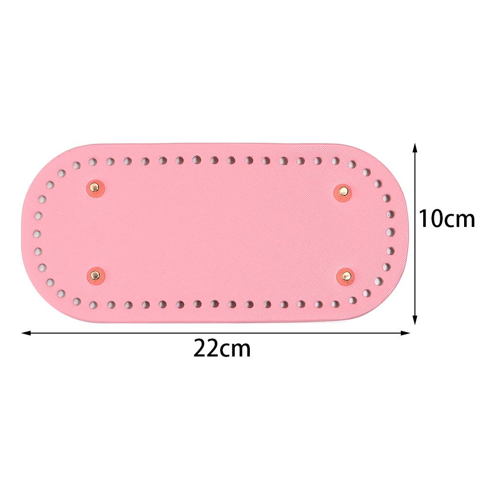 Pink Oval Round Bottom Long PU leather Bag Base With Holes For DIY Handmade Knitted Crochet Bags Universal Bottom Accessories