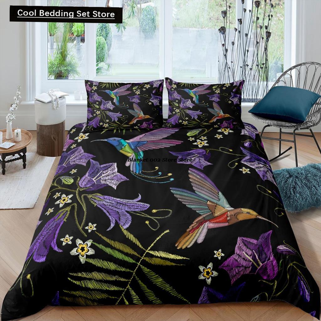 Cartoon Bird Print King Queen Duvet Cover Colorful Cute Pet Birds Bedding for Adult Fashion Animal 2/3pcs Polyester Quilt Cover