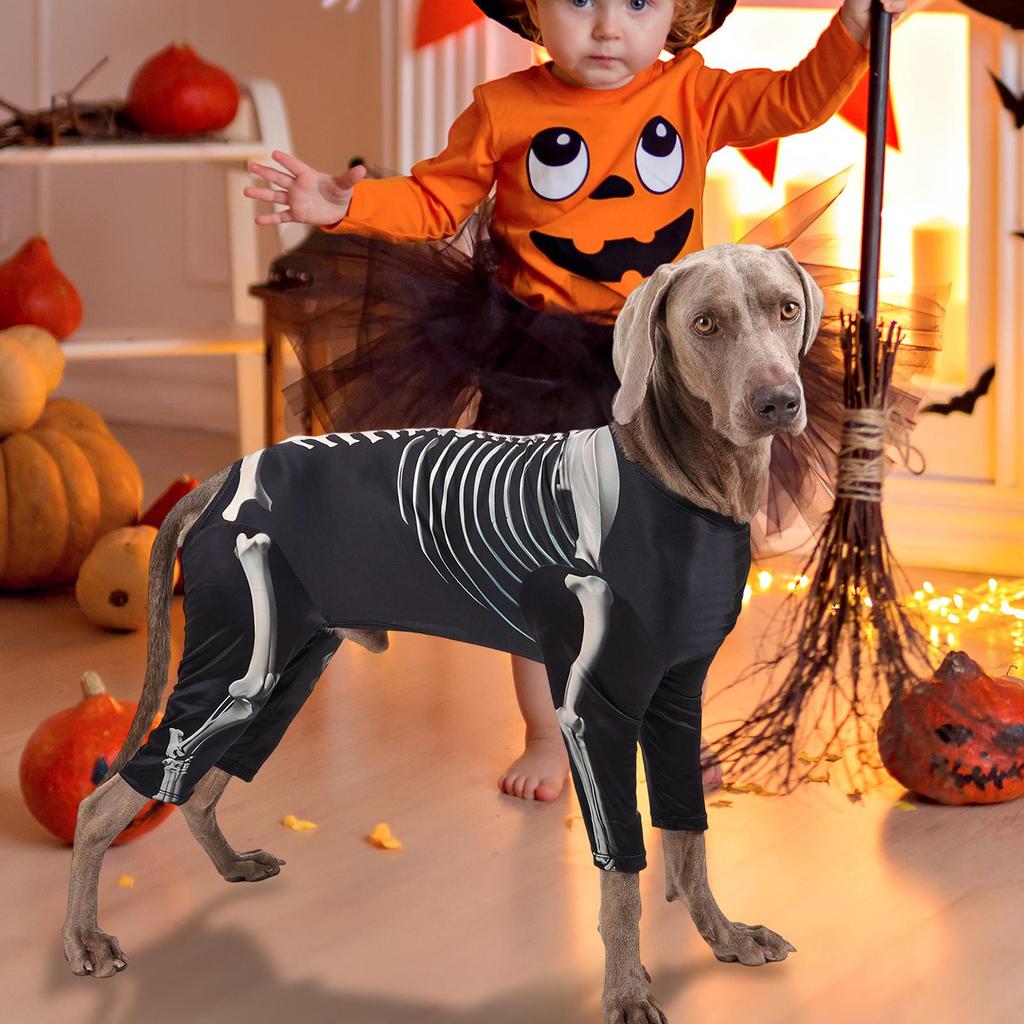 Halloween Dog Costumes Dog Skeleton Costume Puppy Bodysuit Pet Halloween Clothes for Holiday Photo Celebrations Outfits Apparel