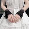 Steampunk Lolita Hand Sleeve Wrist Cuffs Lolita Short Hand Sleeve Gloves Ruffled Floral Lace Elastic Bracelet Clothing Accessory