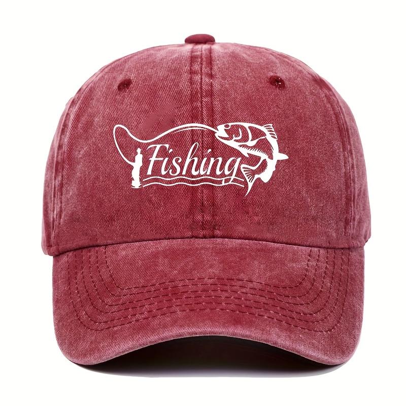 New Vintage Washed Baseball Cap with a Distressed Fishing Letter Print Adjustable Dad Hat Mixed Colors