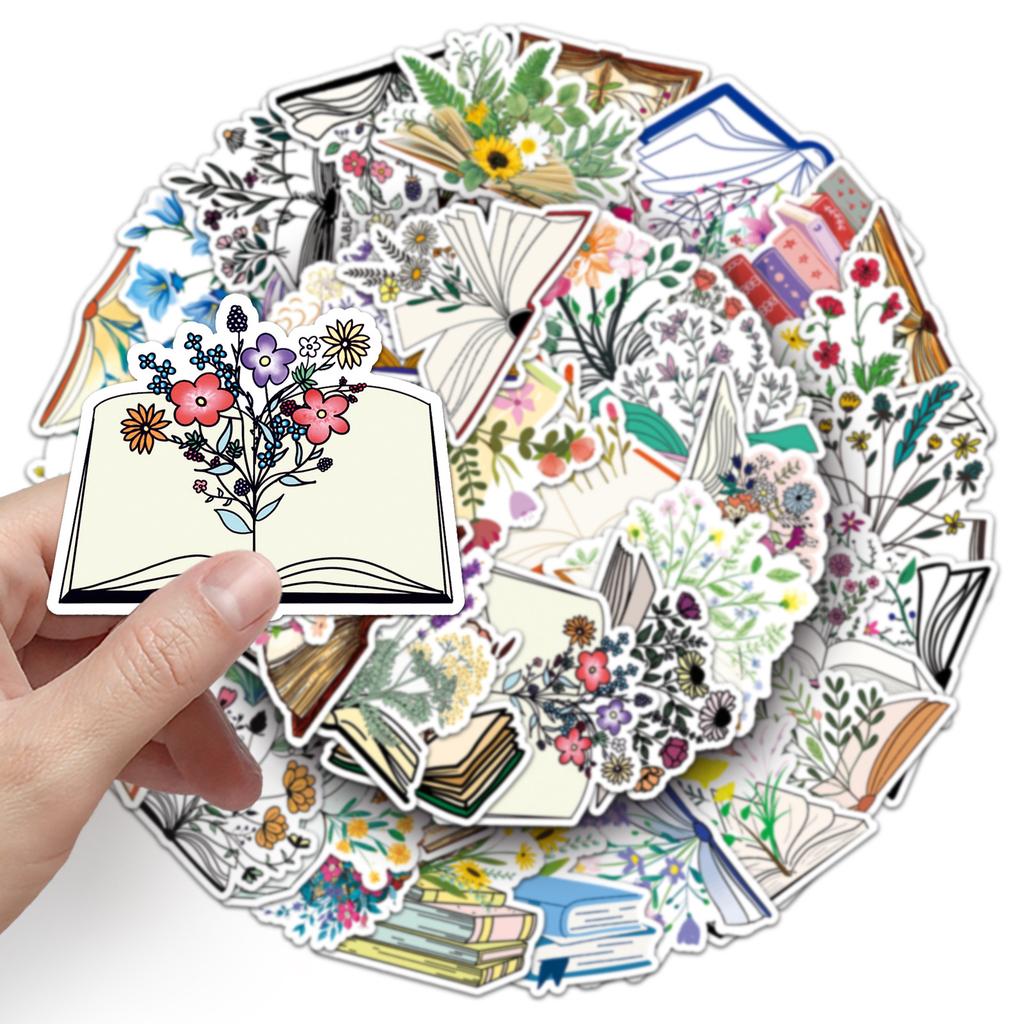 50 Bücher Blumen Doodle Persönlichkeit Cartoon Blumen Kreative DIY Handy Skateboard Koffer Aufkleber